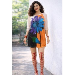 Multicolor Floral Print Women’s T-Shirt Dress | Stylish Casual Outfit