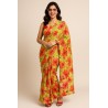Women’s Green Floral Printed Saree | Lightweight Casual & Party Wear Saree