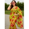 Women’s Green Floral Printed Saree | Lightweight Casual & Party Wear Saree