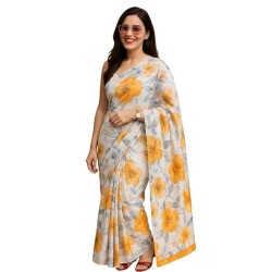 Women’s Green Floral Printed Saree | Lightweight Casual & Party Wear Saree