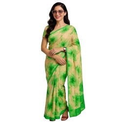 Women’s Green & Beige Printed Saree | Soft Lightweight Casual Wear Saree