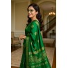 Women’s Dark Green Saree with Golden Border | Festive & Party Wear