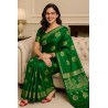 Women’s Dark Green Saree with Golden Border | Festive & Party Wear